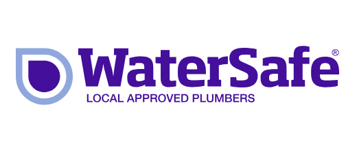 WaterSafe logo featuring a blue water drop symbol and the words "WaterSafe LOCAL APPROVED PLUMBERS" in bold purple text.